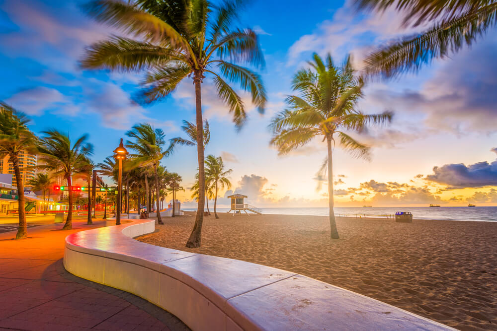 Sunset can be seen at Fort Lauderdale Beach.